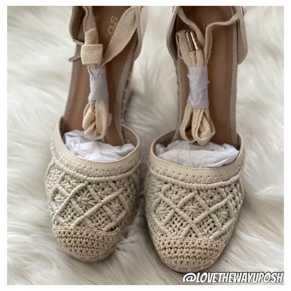 Shoes - Cream Wrap Up Wedges
